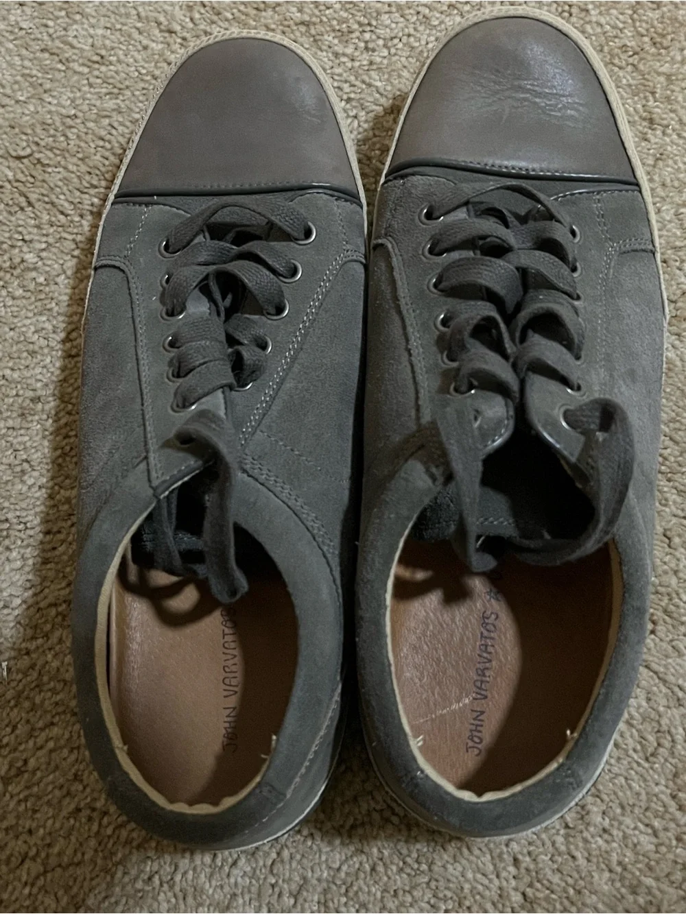 John Varvatos Gray Suede & Leather Lace-Up Dress Sneakers Men’s Size 8 M